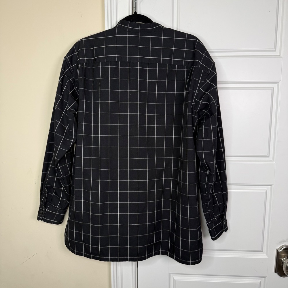Uniqlo U Band Collar Shirt Mens Small Black Windowpane Check Oversized Lemaire - Picture 3 of 9
